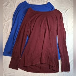 a.n.a Blue and Burgundy Long Sleeve Shirts